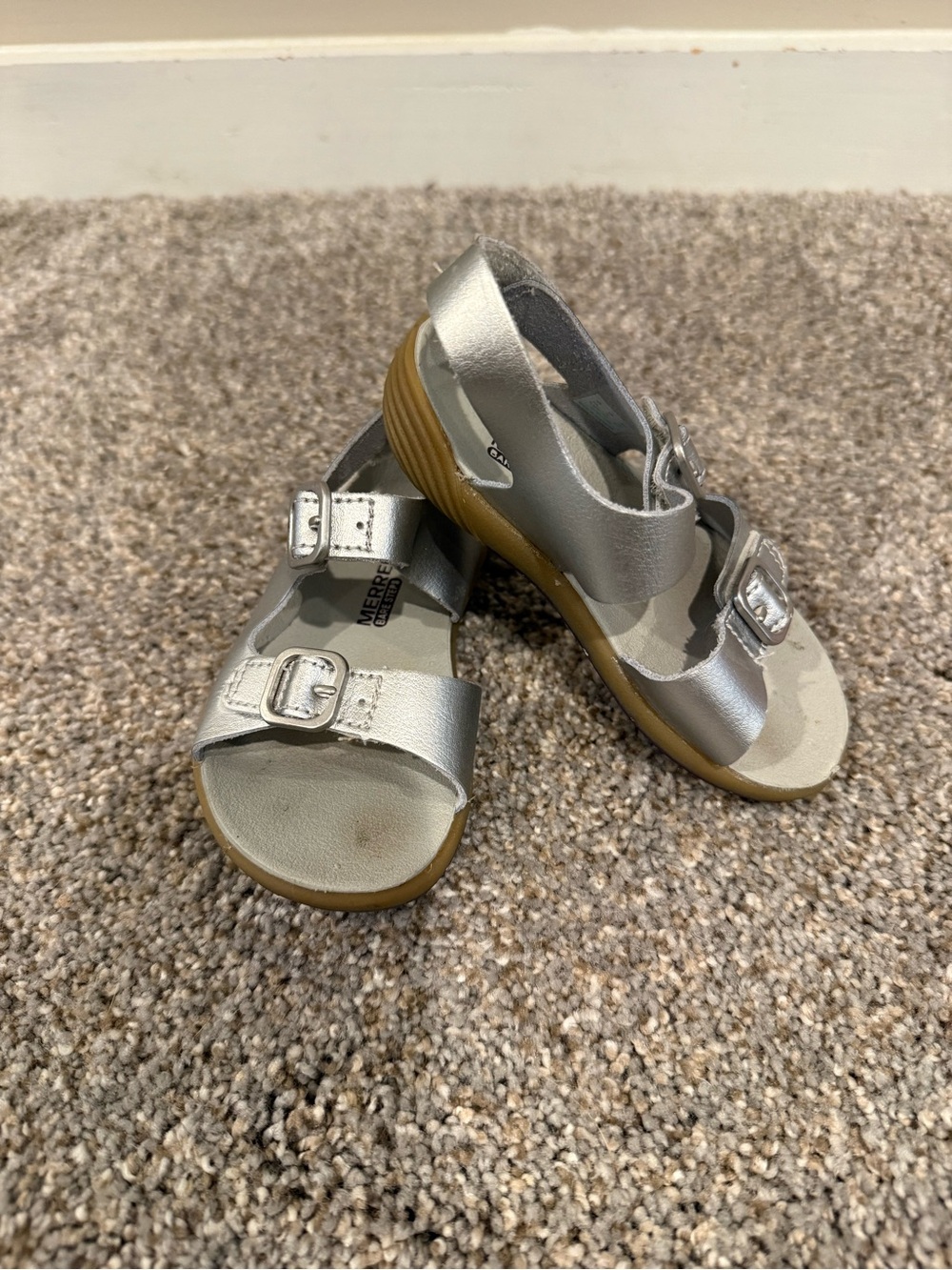 Kids Merrell Silver Double-Buckle Sandals